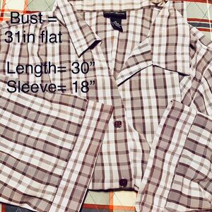 Plaid Button-Up Shirt—purple/lavender check. 4X 30/32  Lightweight